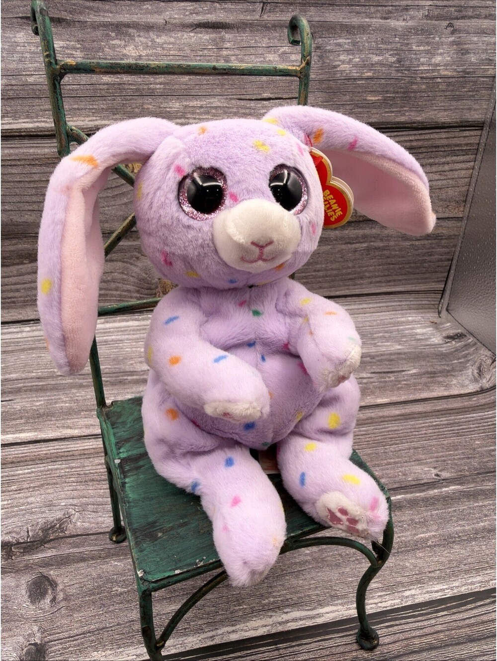 Ty Beanie Bellies Hyacinth Purple Confetti Bunny Rabbit Plush 6” 2022 Easter